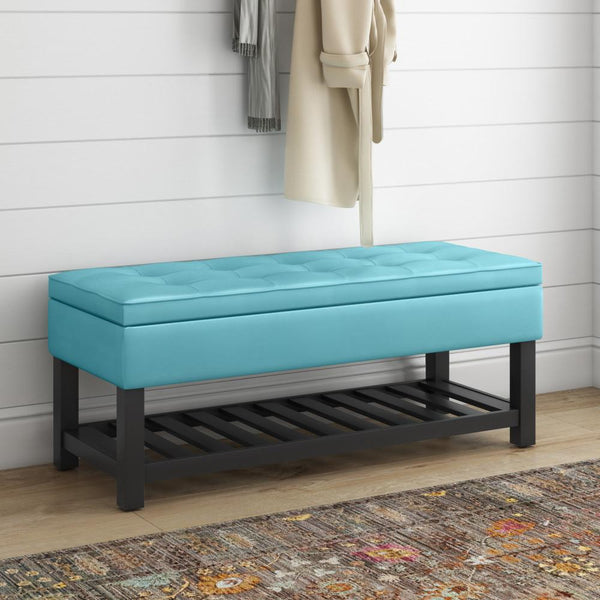 Simpli Home Ottoman Bench In Soft Blue