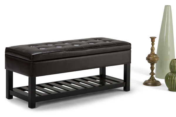 Simpli Home Ottoman Bench In Vegan Leather