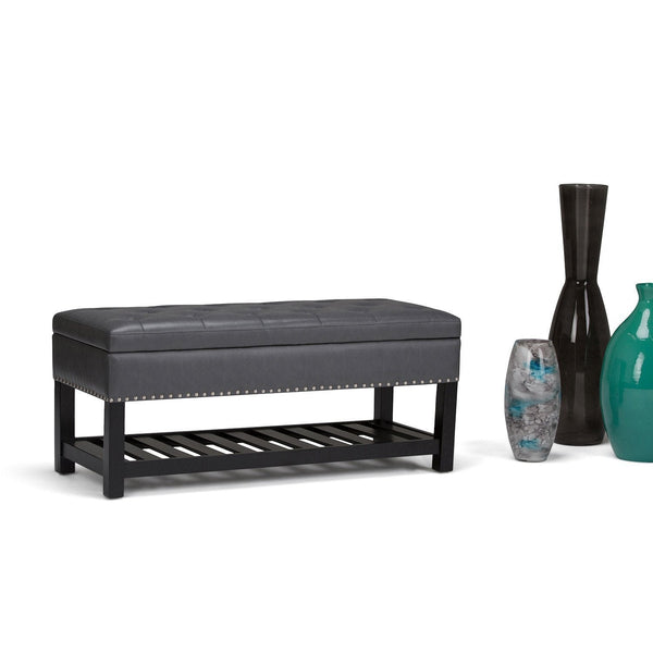Simpli Home Ottoman Bench In Vegan Leather
