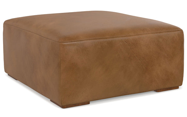 Simpli Home Ottoman In Genuine Leather