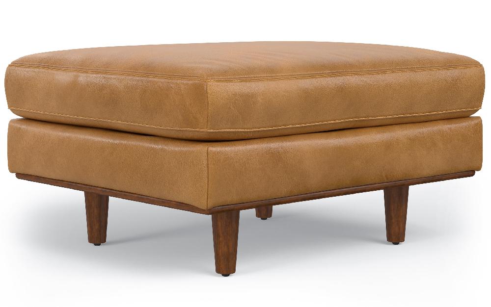 simpli home Ottoman in Genuine Top Grain Leather