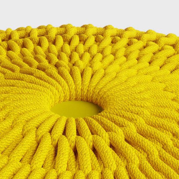 Simpli Home Outdoor/ Indoor Pouf In Yellow