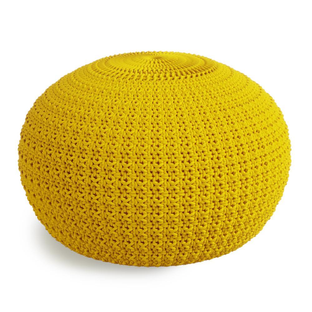 simpli home Outdoor/ Indoor Pouf in Yellow