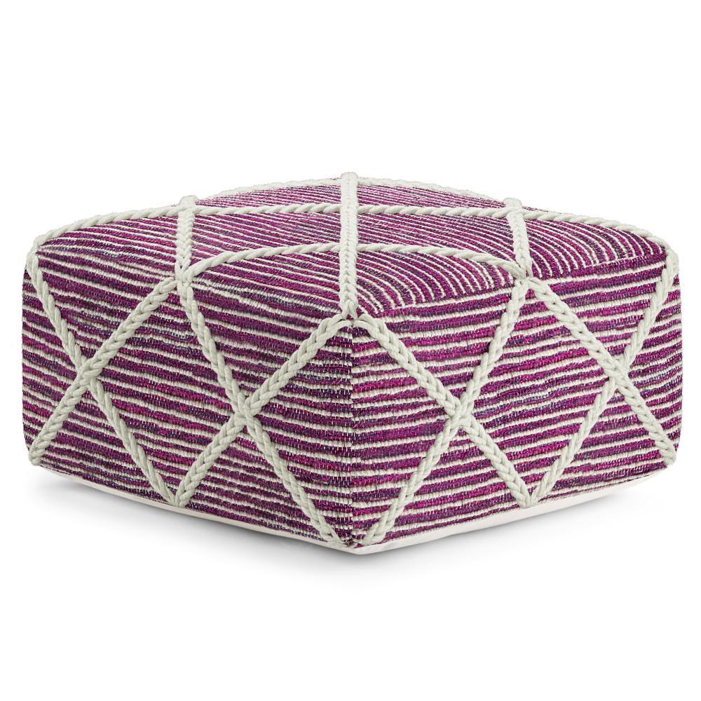 simpli home Pouf in Magenta and Natural