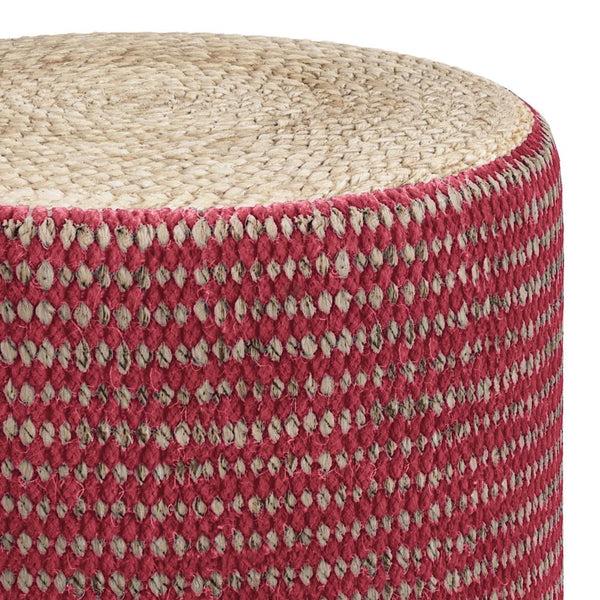 Simpli Home Pouf In Natural And Maroon