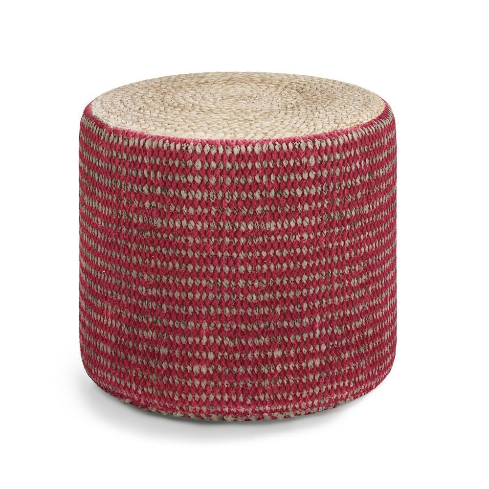 simpli home Pouf in Natural and Maroon