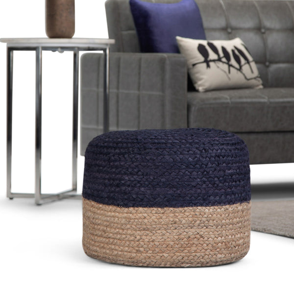 Simpli Home Pouf In Navy Natural