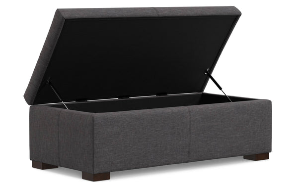 Simpli Home Rectangular Storage Ottoman In Linen