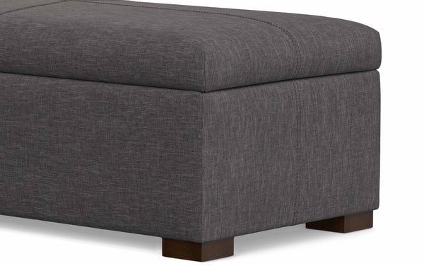 Simpli Home Rectangular Storage Ottoman In Linen