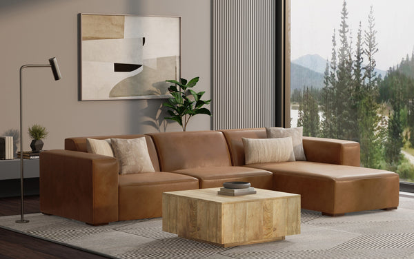 Simpli Home Right Chaise Module In Genuine Leather