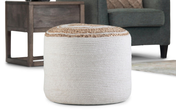 Simpli Home Round Braided Pouf In Natural