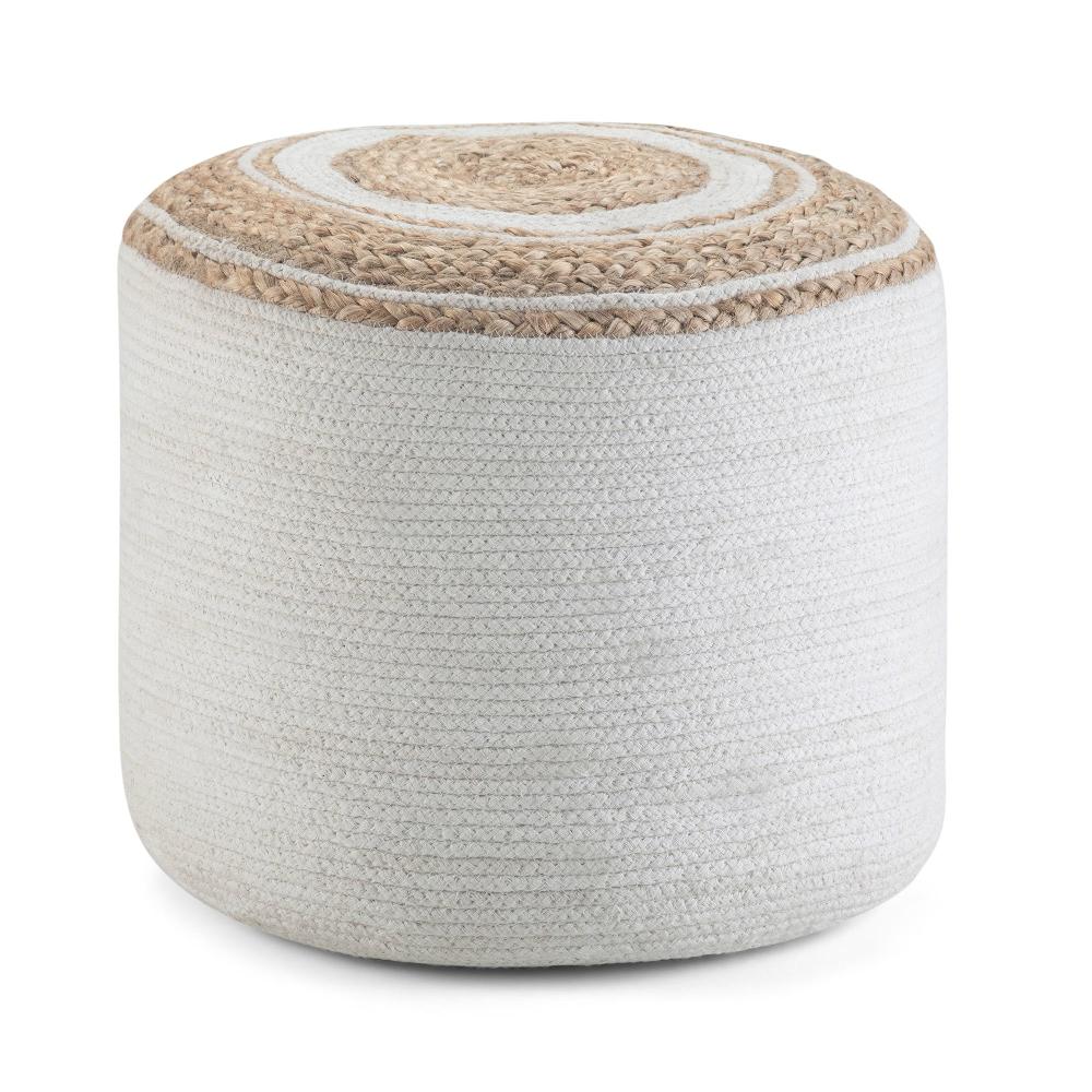 simpli home Round Braided Pouf in Natural
