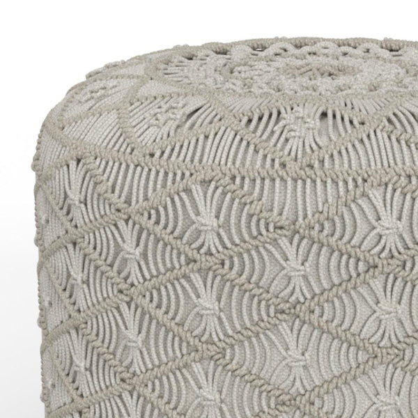 Simpli Home Round Macrame Pouf