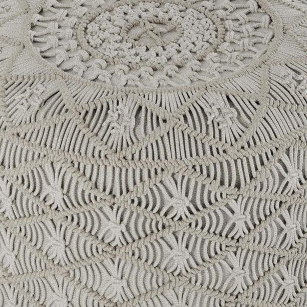 Simpli Home Round Macrame Pouf