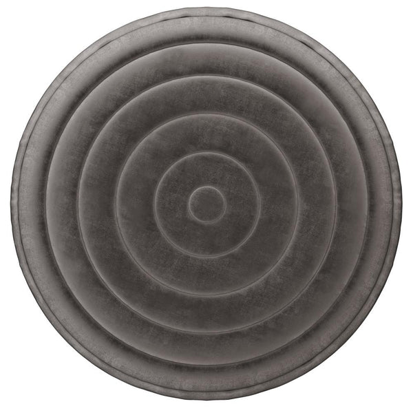 Simpli Home Round Pouf In Grey