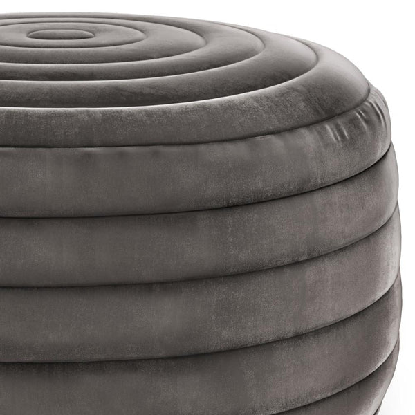 Simpli Home Round Pouf In Grey