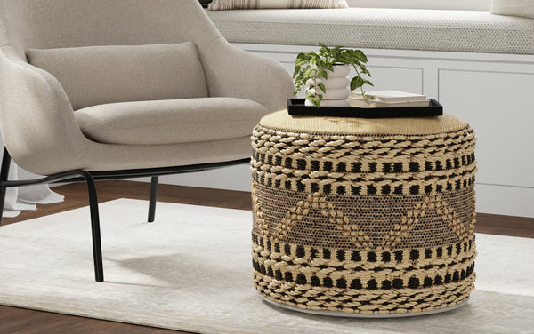 Simpli Home Round Woven Pouf