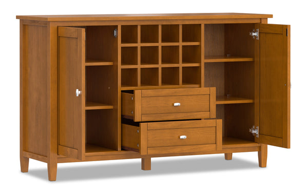 Simpli Home Shaker Storage Cabinet With Wine Rack