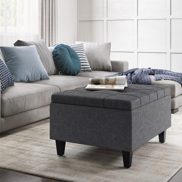 Simpli Home Small Coffee Table Ottoman In Linen