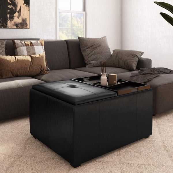 Simpli Home Small Coffee Table Storage Ottoman