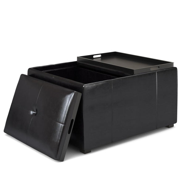 Simpli Home Small Coffee Table Storage Ottoman