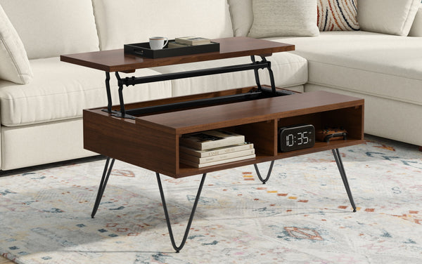 Simpli Home Small Lift Top Coffee Table In Walnut