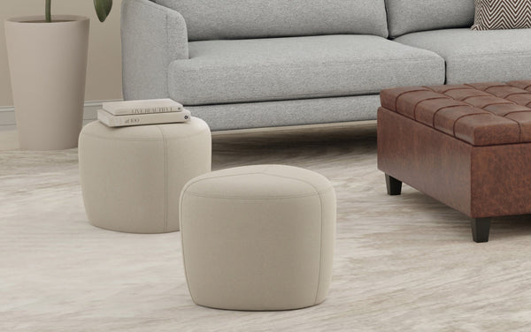 Simpli Home Small Ottoman In Linen