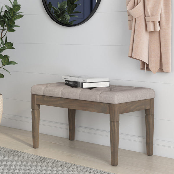 Simpli Home Small Tufted Ottoman Bench In Linen
