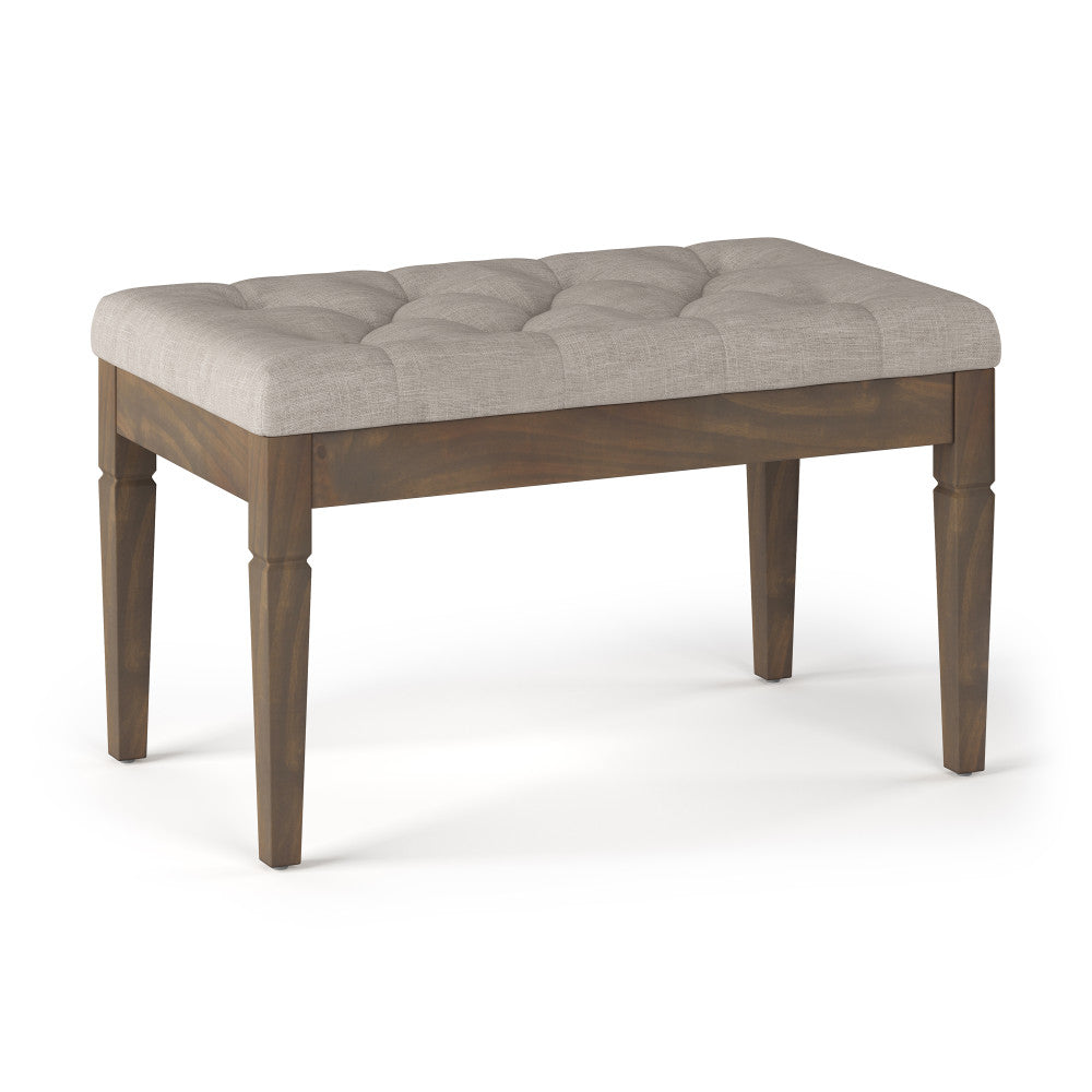 simpli home Small Tufted Ottoman Bench in Linen