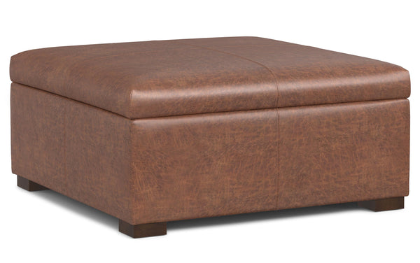 Simpli Home Square Coffee Table Storage Ottoman