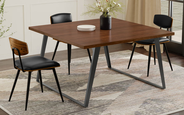 Simpli Home Square Dining Table In Walnut