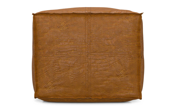 Simpli Home Square Pouf In Genuine Leather