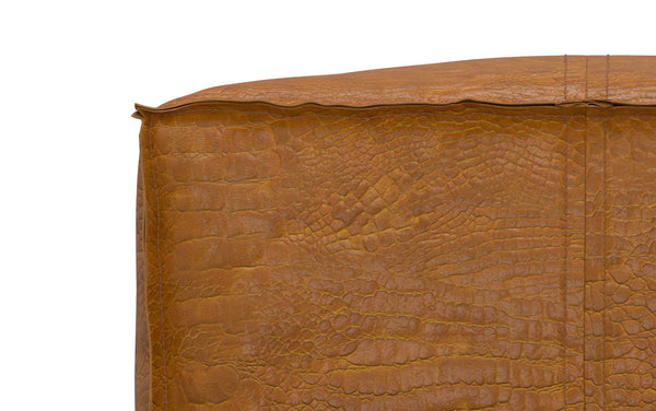 Simpli Home Square Pouf In Genuine Leather