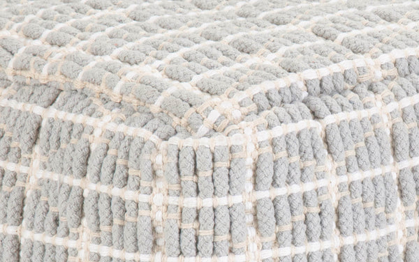 Simpli Home Square Pouf In Light Blue And White