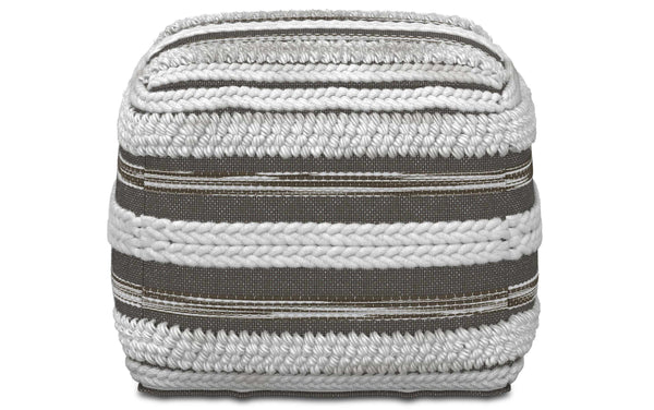 Simpli Home Square Pouf In Natural And Taupe Grey