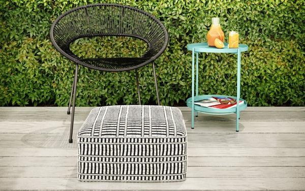 Simpli Home Square Woven Outdoor/ Indoor Pouf