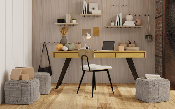 Simpli Home Square Woven Pouf