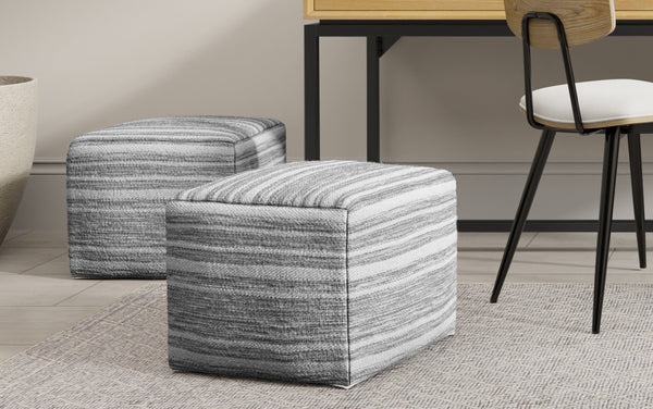 Simpli Home Square Woven Pouf