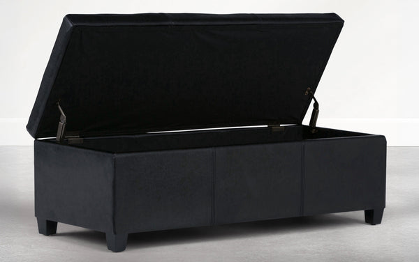 Simpli Home Storage Ottoman Bench In Carbon Black