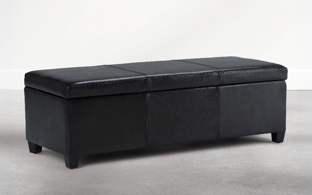 simpli home Storage Ottoman Bench in Carbon Black