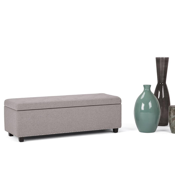 Simpli Home Storage Ottoman In Cloud Grey