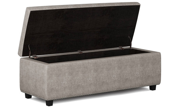 Simpli Home Storage Ottoman In Distressed Grey