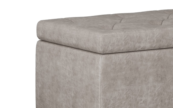 Simpli Home Storage Ottoman In Distressed Grey