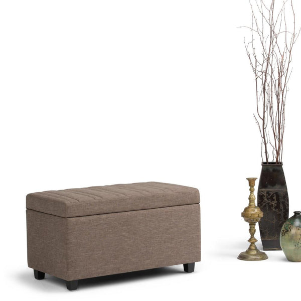 Simpli Home Storage Ottoman In Fawn Brown