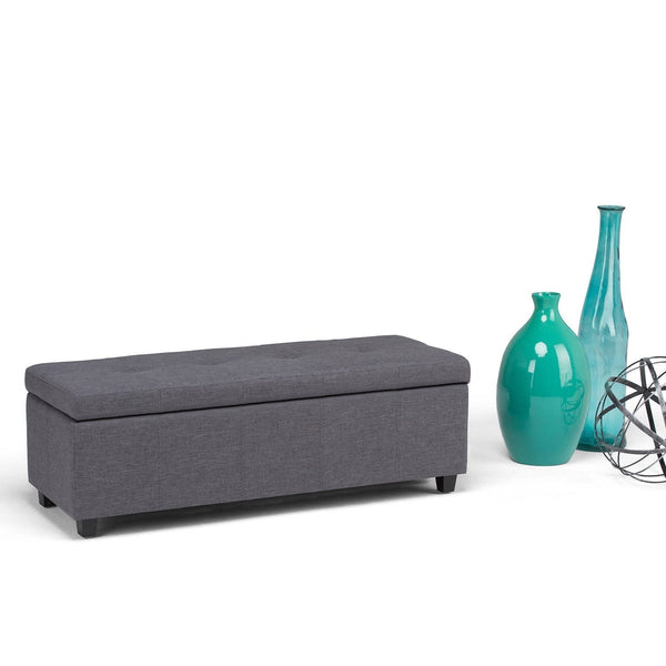 Simpli Home Storage Ottoman In Linen