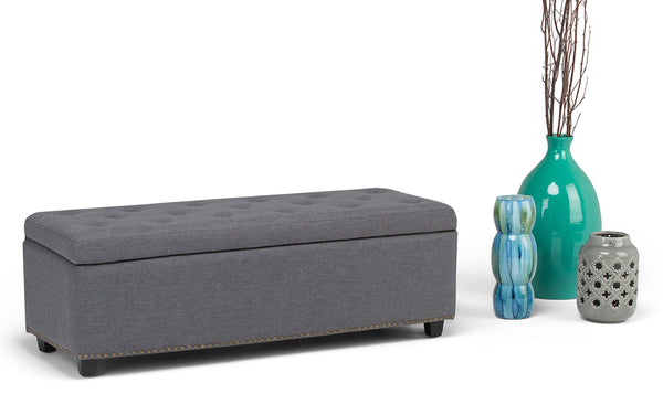 Simpli Home Storage Ottoman In Linen
