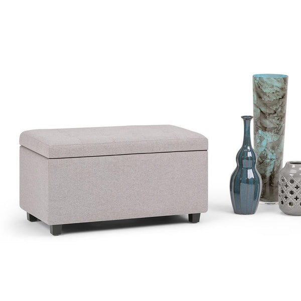 Simpli Home Storage Ottoman In Linen