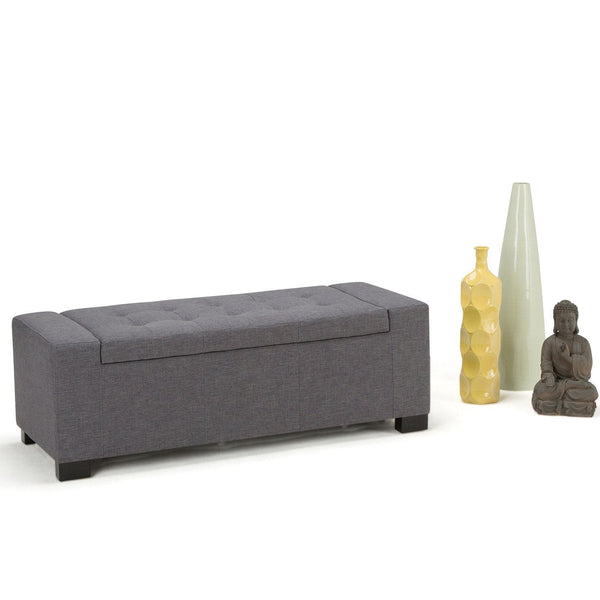 Simpli Home Storage Ottoman In Linen