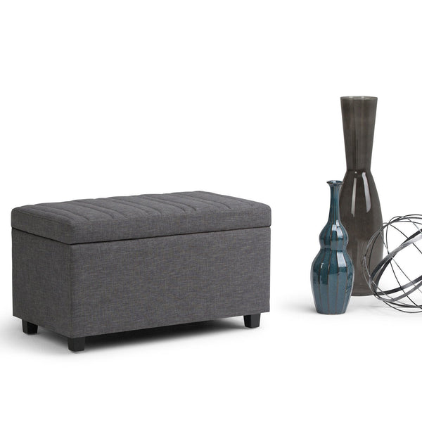 Simpli Home Storage Ottoman In Linen