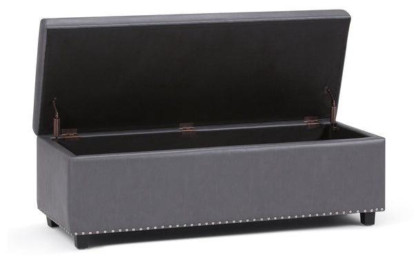 Simpli Home Storage Ottoman In Stone Grey